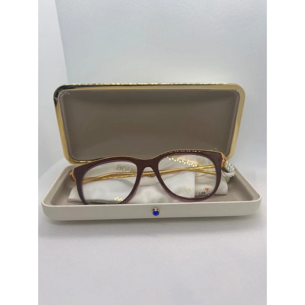 Boucheron‎ BC0068O Eyeglasses Frames Burgundy Gold Tone